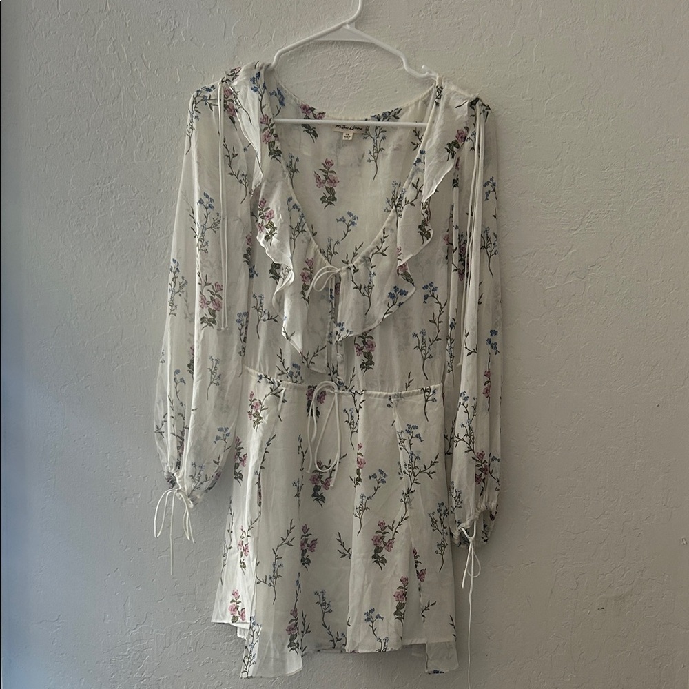White floral mini dress